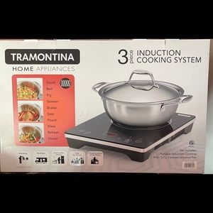 Tramontina, 3 Pc - Portable Induction Universal Cooking Pan w Lid Set. In box